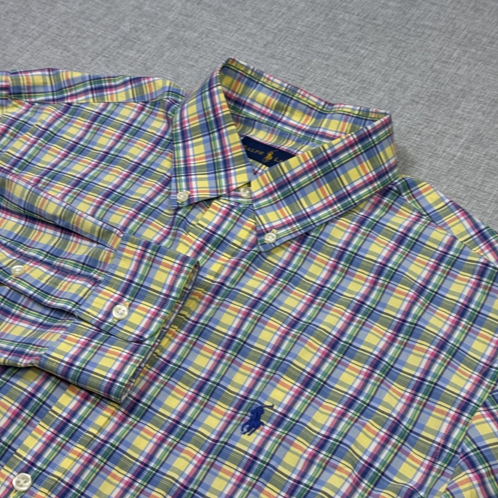 Ralph Lauren Button-Down Shirt Men L Multicolor Plaid Classic Long Sleeve Cotton
